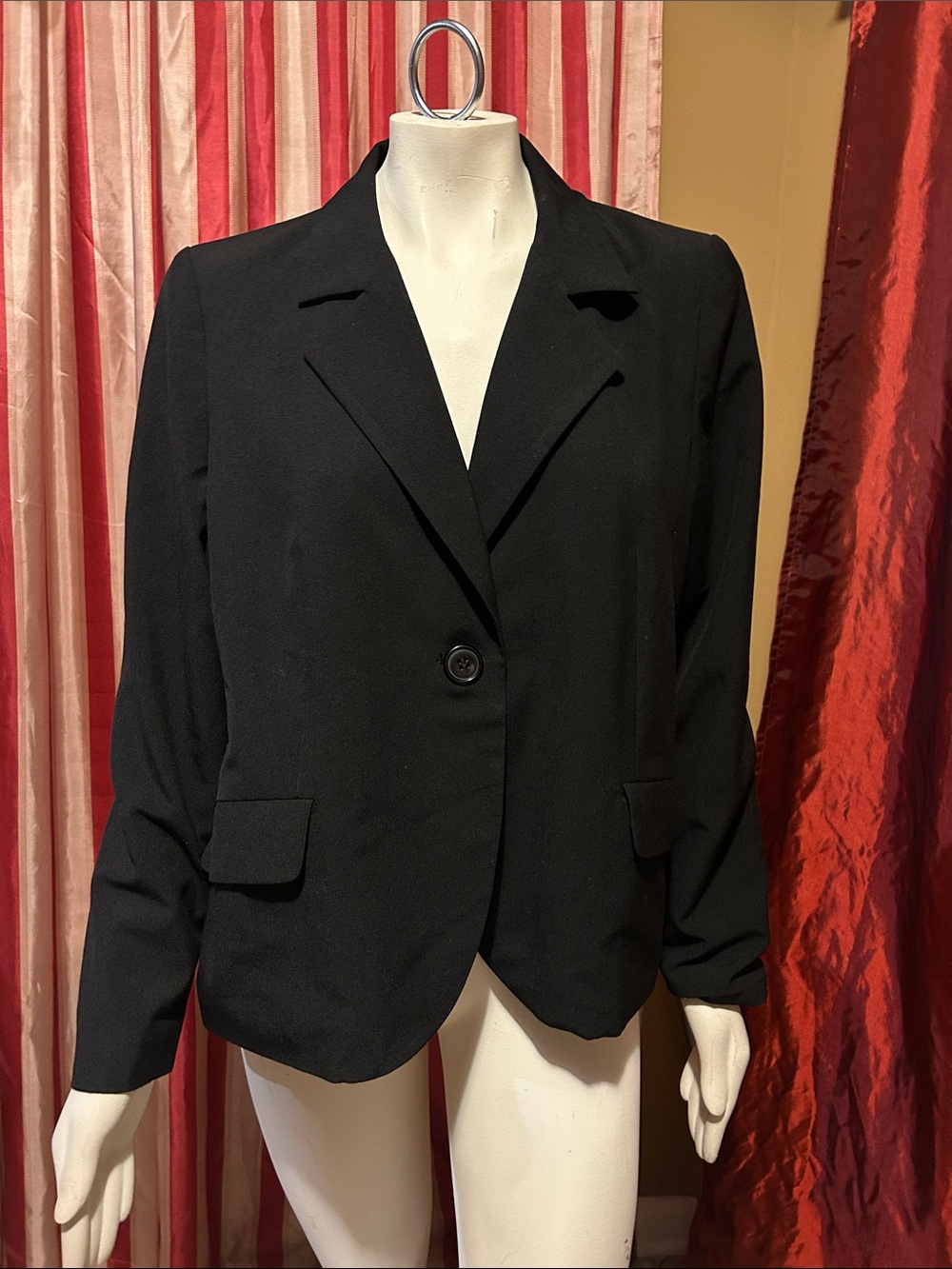 Dialogue Black Single-Button Notch Lapel Blazer